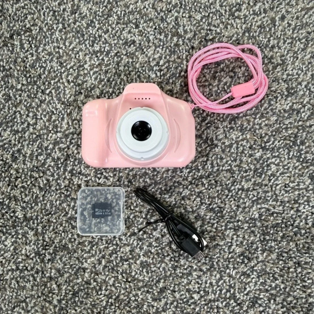 Kids Digital Camera Pink 32GB SD Card Video Photo Rechargeable NOT TESTED
